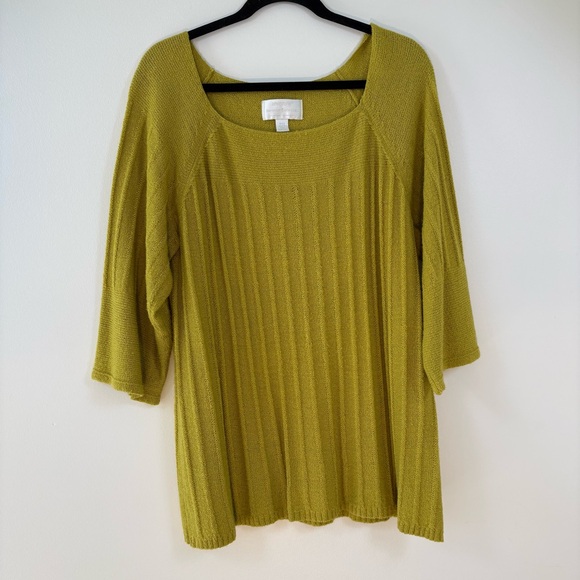 Avenue Sweaters - Green Knit Figure Flattering Quiet Luxury Capsule Sweater Top Women’s Plus 18/20